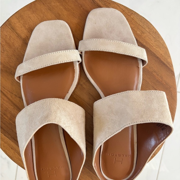 Halston Heritage Neutral Beige Suede Slide Mules - Picture 4 of 14